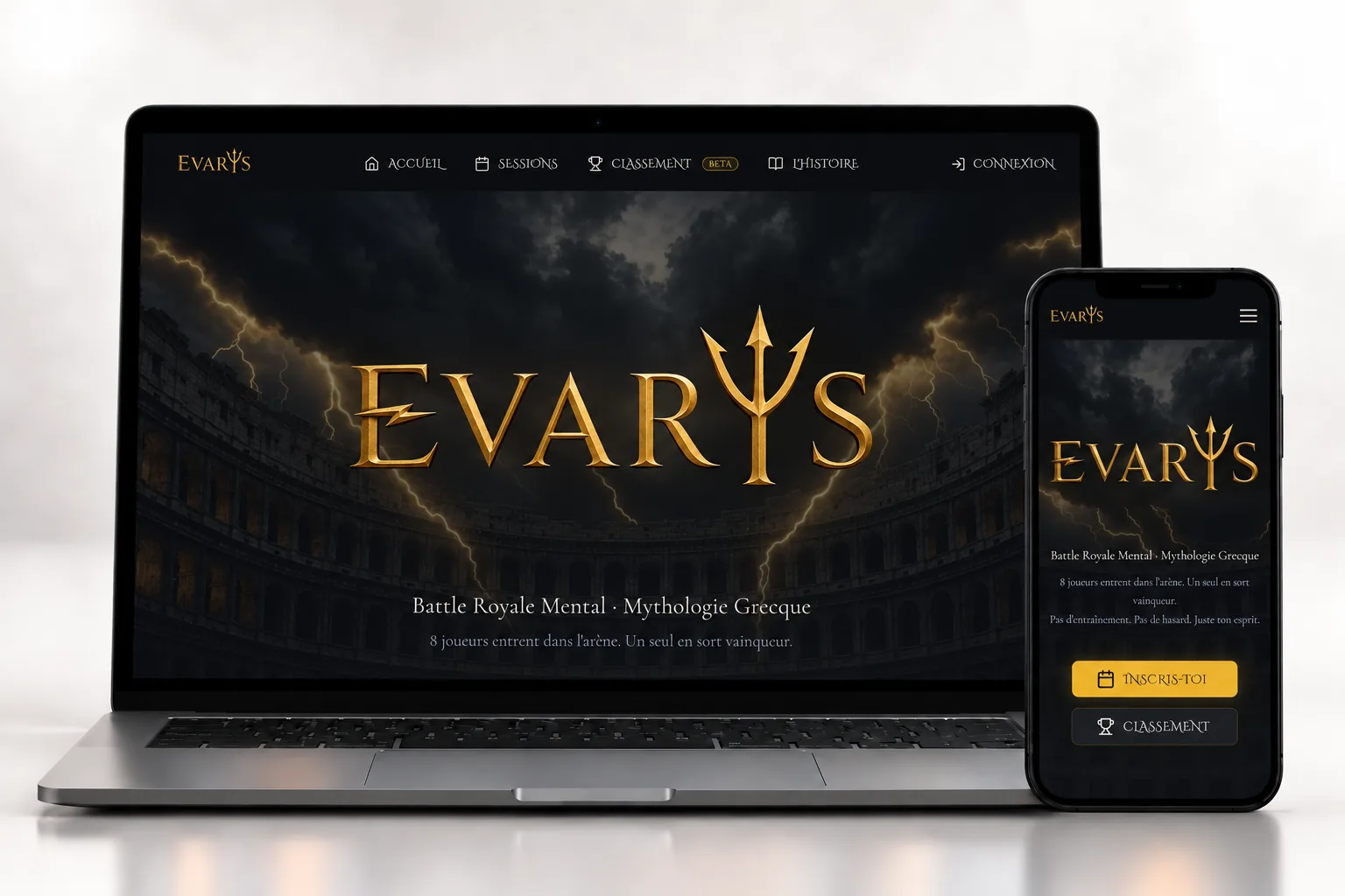 Mockup du site Evarys sur ordinateur et mobile
