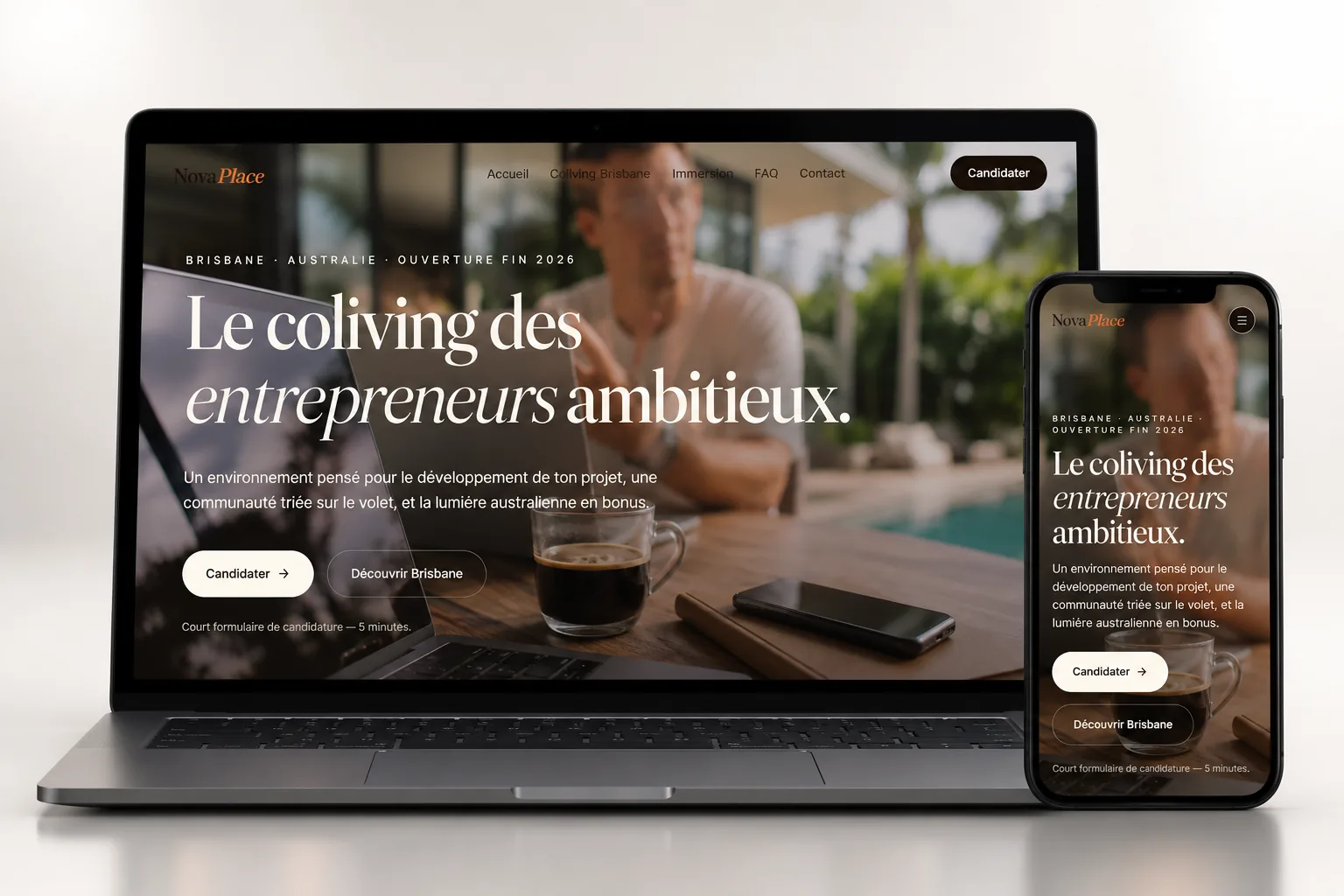 Mockup du site NovaPlace sur ordinateur et mobile
